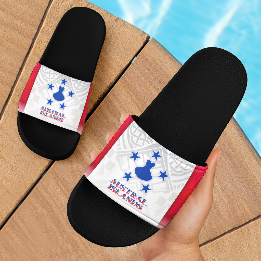 Austral Islands Flag Color With Traditional Patterns Slide Sandals