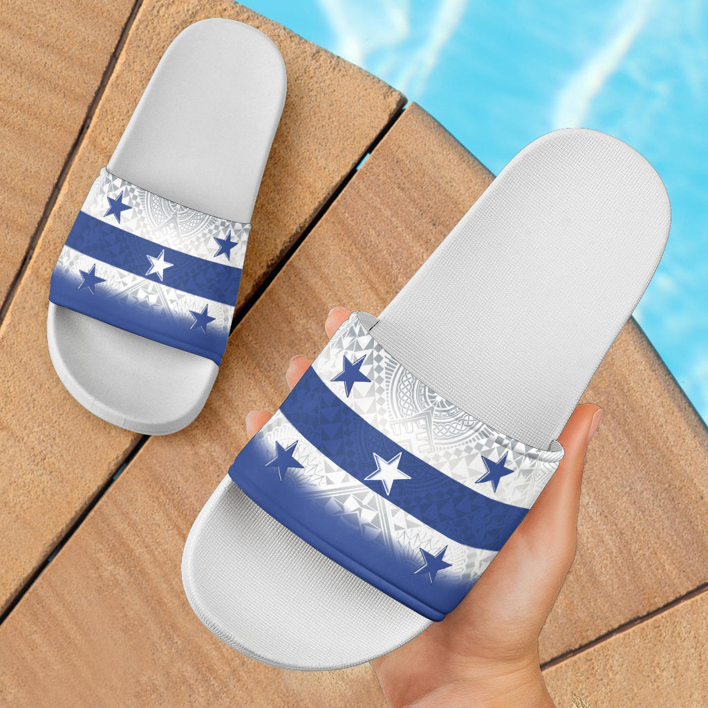 Gambier Islands Flag Color With Traditional Patterns Slide Sandals