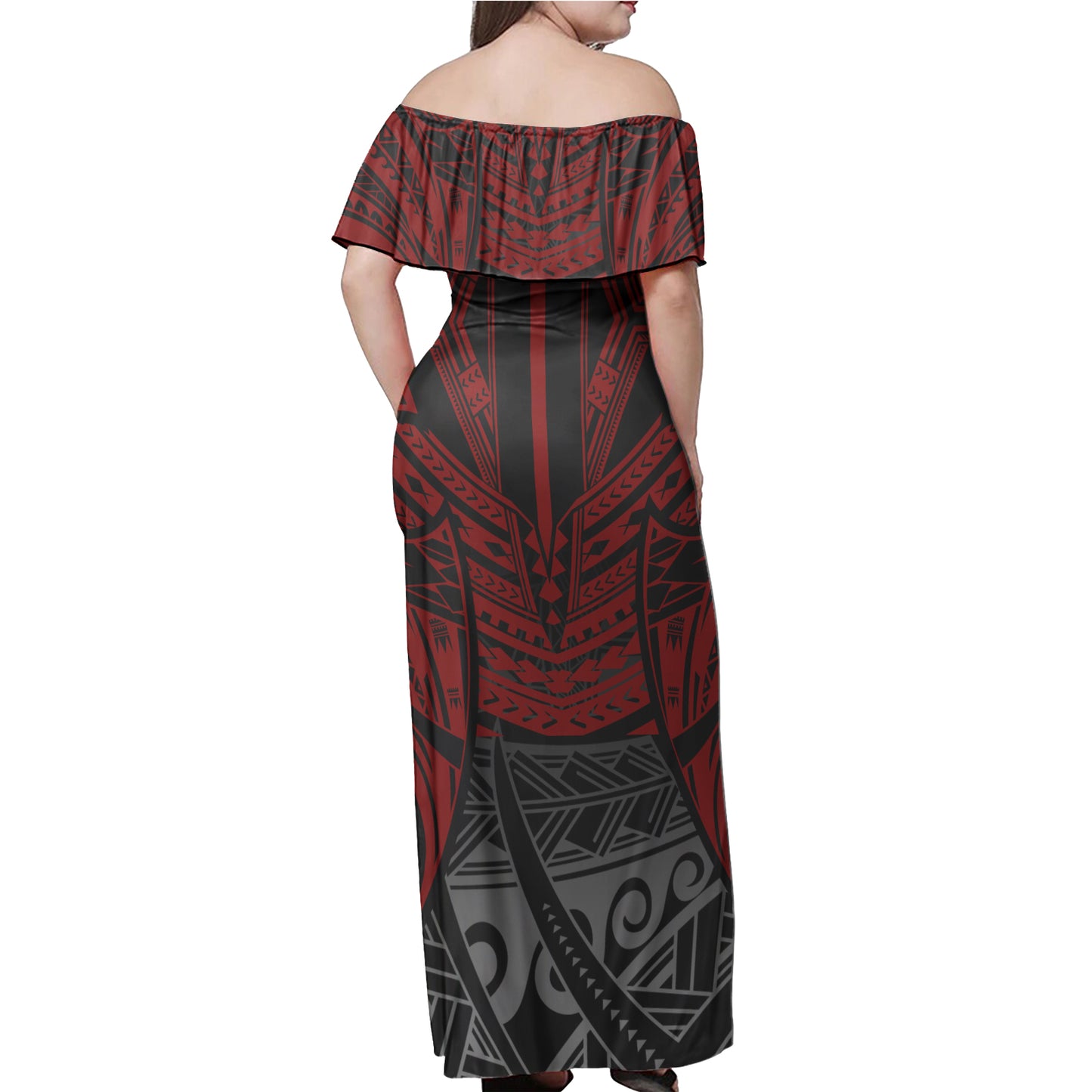 Papua New Guinea Map Patterns Flag Color Style Women Off Shoulder Long Dress