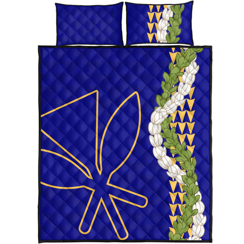 Hawaii Quilt Bed Set Kanaka Maoli Puakenikeni Maile Flower Lei