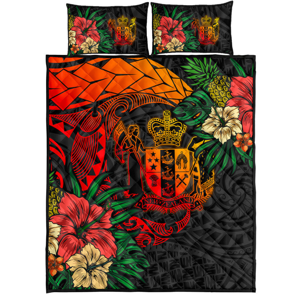New Zealand Quilt Bed Set Polynesian Coat Of Arms Tropical