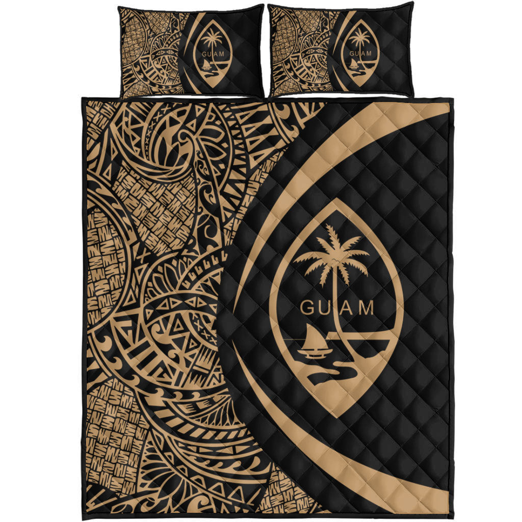 Guam Quilt Bed Set Lauhala Gold Circle Style