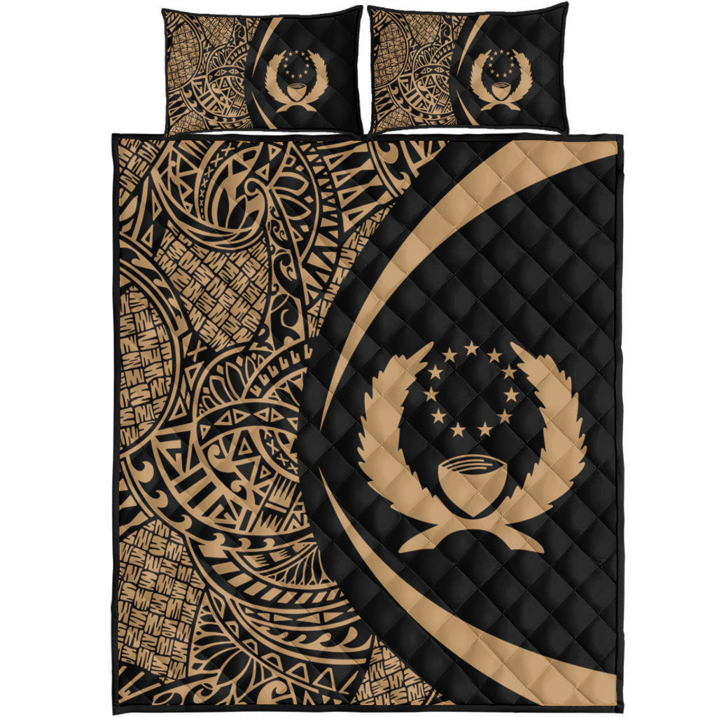 Pohnpei State Quilt Bed Set Lauhala Gold Circle Style