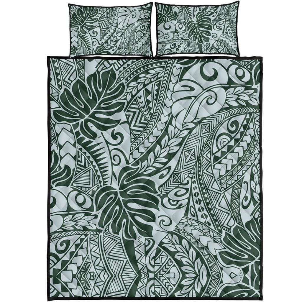 Hawaii Quilt Bed Set Tribal Pattern Leaf