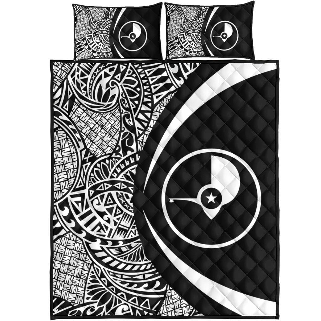 Yap State Quilt Bed Set Lauhala White Circle Style