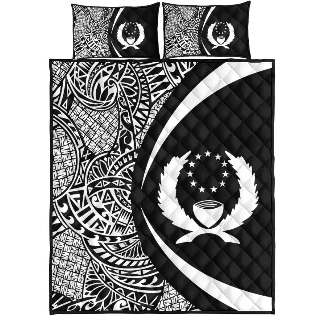 Pohnpei State Quilt Bed Set Lauhala White Circle Style