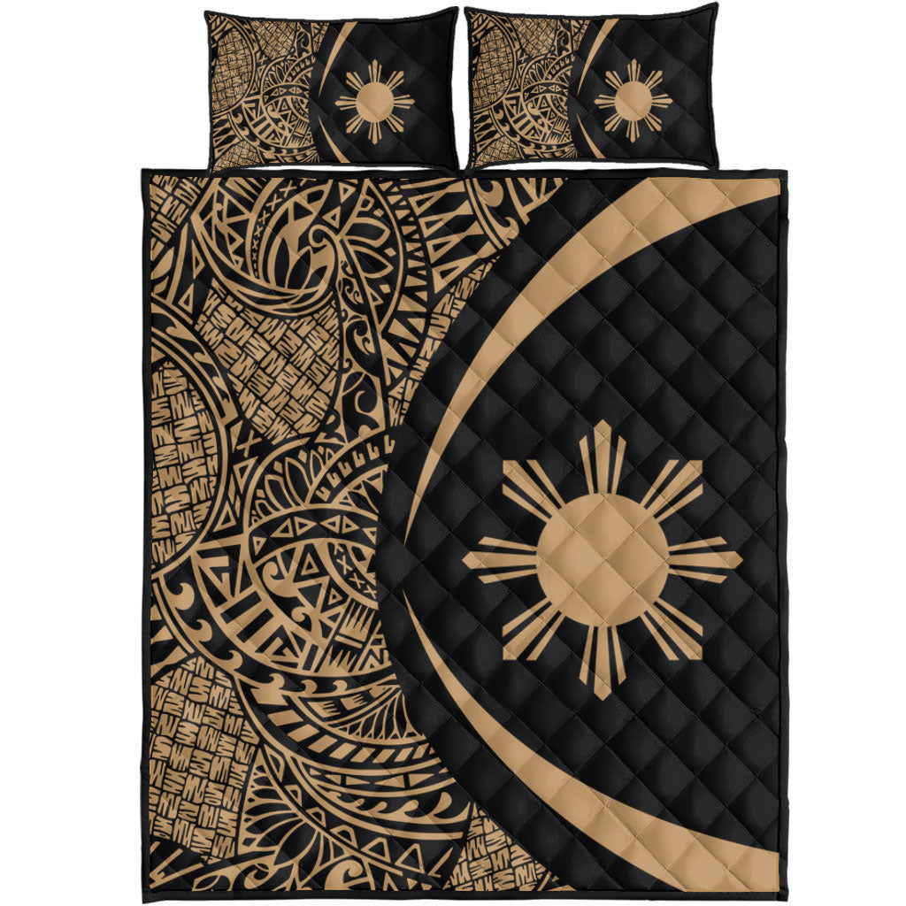 Philippines Filipinos Quilt Bed Set Lauhala Gold Circle Style