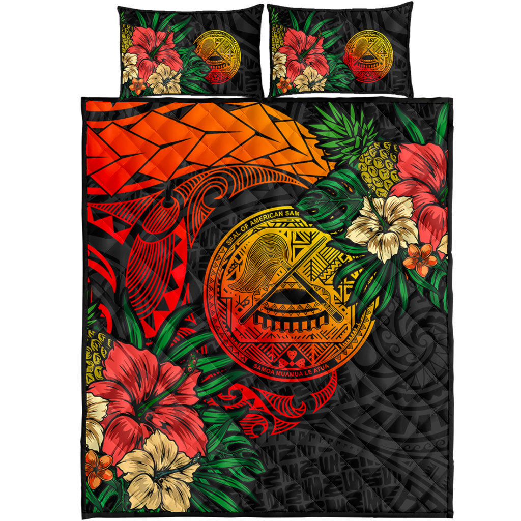 American Samoa Quilt Bed Set Polynesian Coat Of Arms Tropical