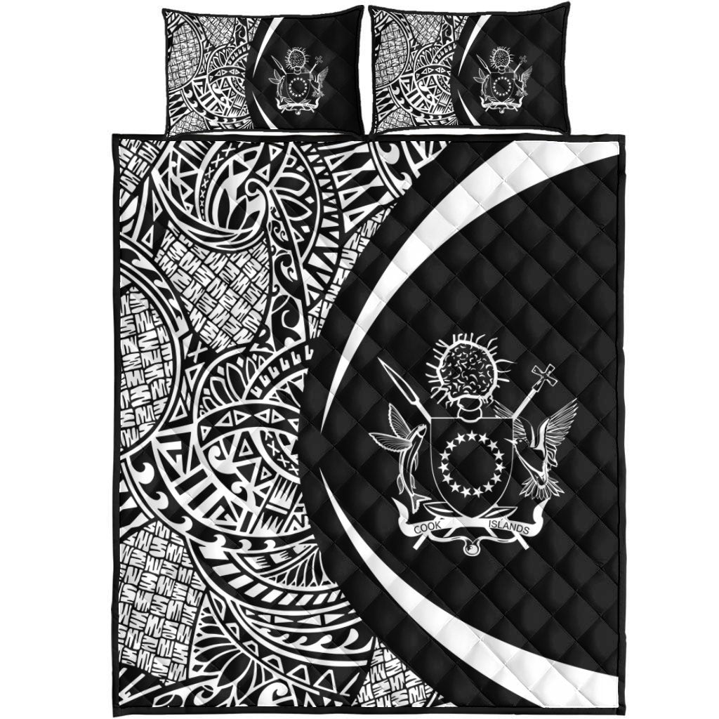 Cook Islands Quilt Bed Set Lauhala White Circle Style