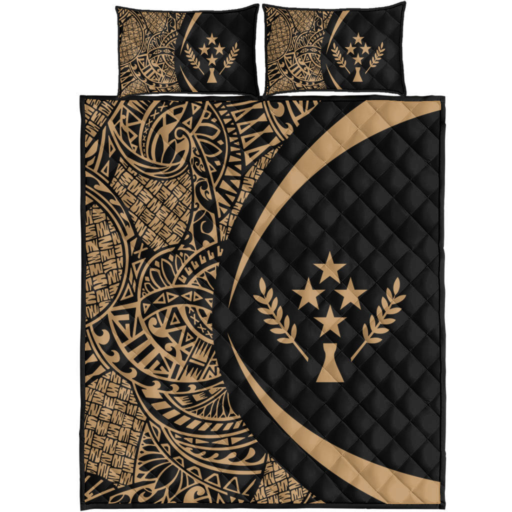 Kosrae Quilt Bed Set Lauhala Gold Circle Style