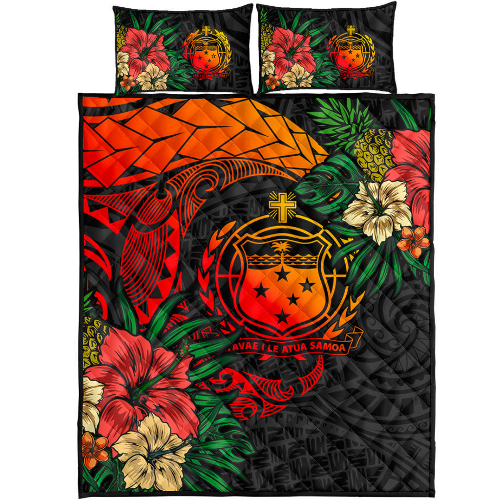 Samoa Quilt Bed Set Polynesian Coat Of Arms Tropical