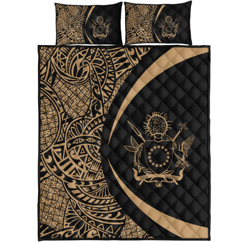 Cook Islands Quilt Bed Set Lauhala Gold Circle Style