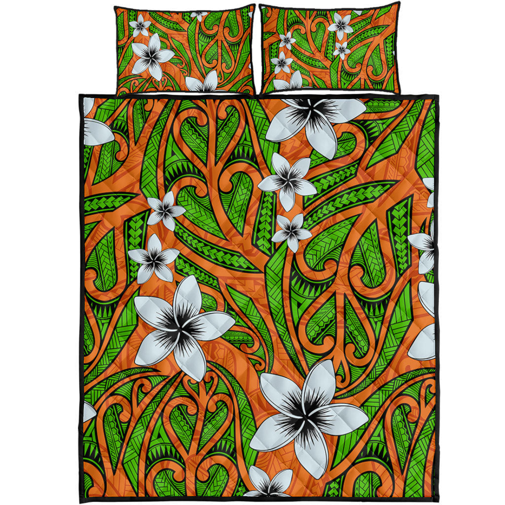 New Zealand Quilt Bed Set Maori Pattern Plumeria