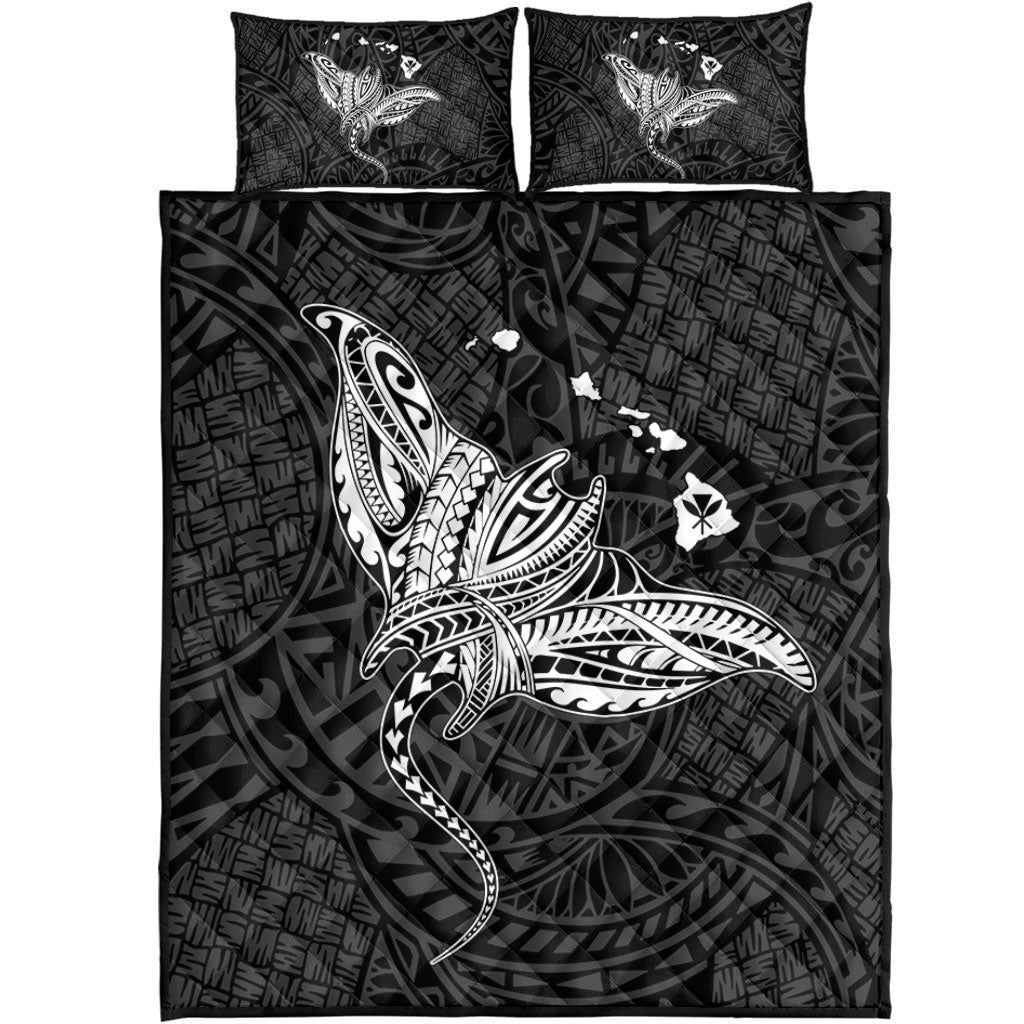 Hawaii Quilt Bed Set Hawaiian Map Polynesian Tribal Ray Tattoo