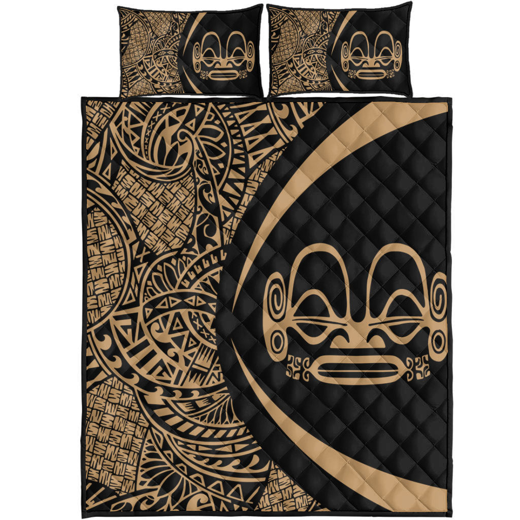 Marquesas Islands Quilt Bed Set Lauhala Gold Circle Style