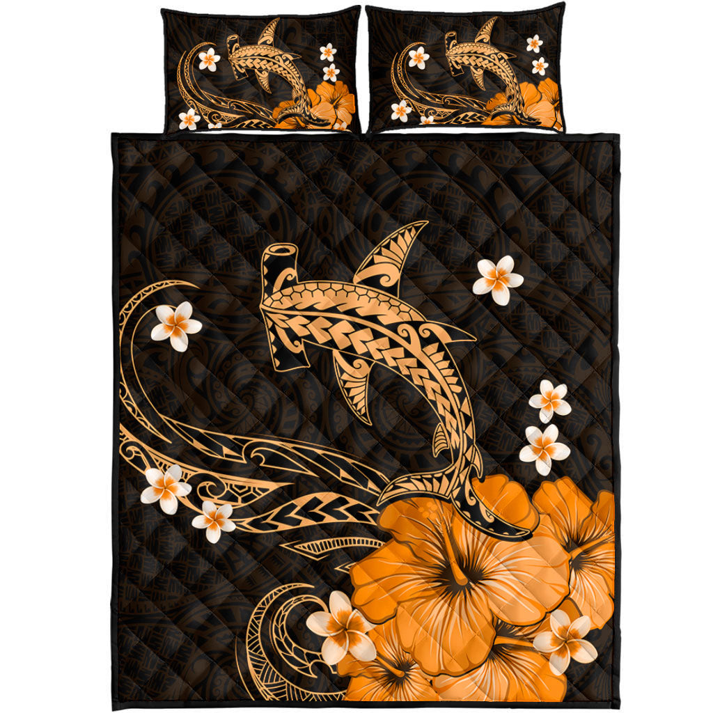 Hawaii Quilt Bed Set Shark Polynesia Tribal Tattoo