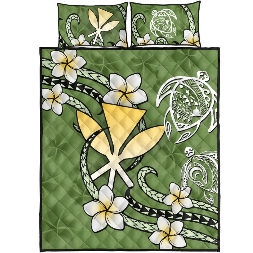 Hawaii Quilt Bed Set Kanaka And Turtle Map Plumeria Polynesia