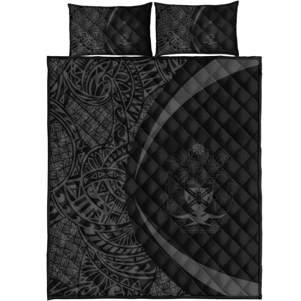 Solomon Islands Quilt Bed Set Lauhala Gray Circle Style