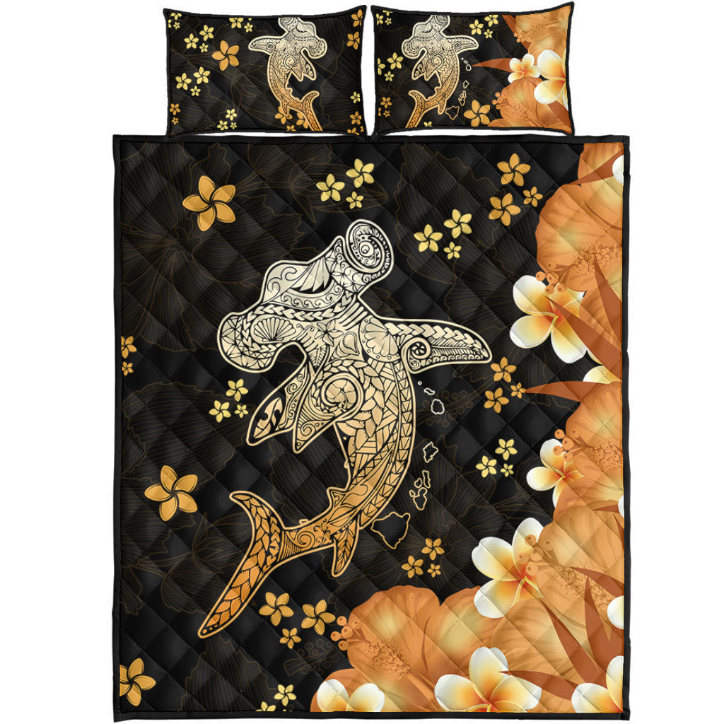Hawaii Quilt Bed Set Tribal Polynesia Shark Tattoo