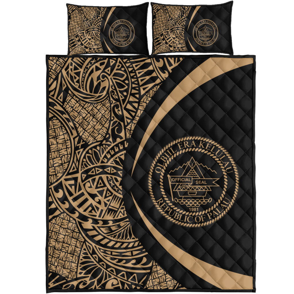 Palau Quilt Bed Set Lauhala Gold Circle Style