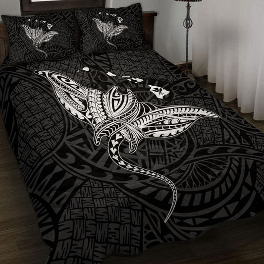 Hawaii Quilt Bed Set Hawaiian Map Polynesian Tribal Ray Tattoo