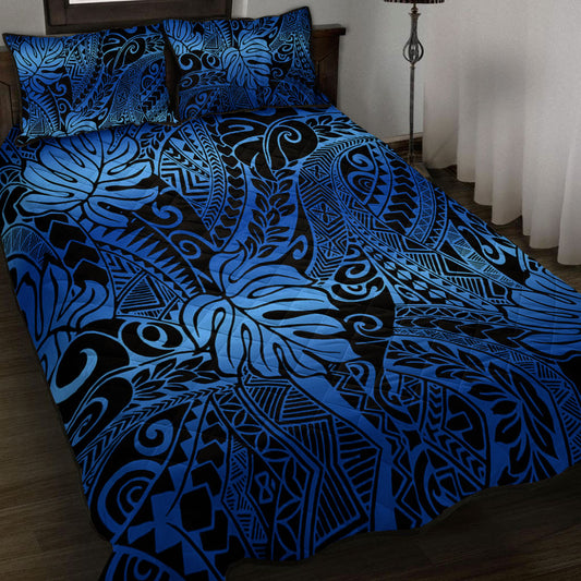 Hawaii Quilt Bed Set Tribal Polynesian Pattern Leaf