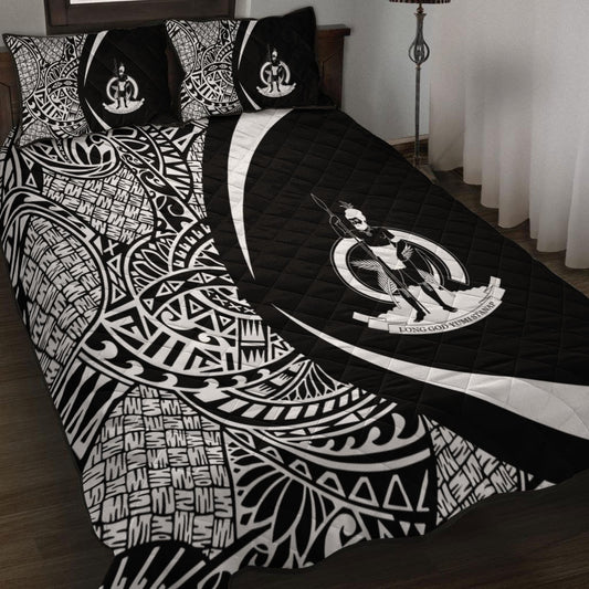 Vanuatu Quilt Bed Set Lauhala White Circle Style