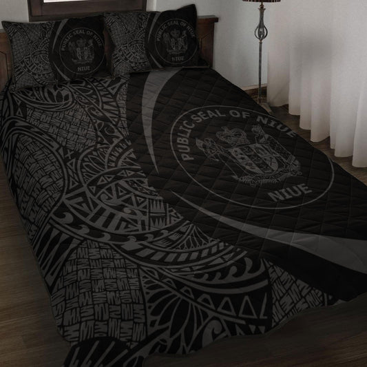 Niue Quilt Bed Set Lauhala Gray Circle Style