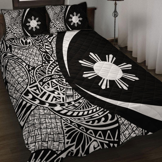 Philippines Filipinos Quilt Bed Set Lauhala White Circle Style