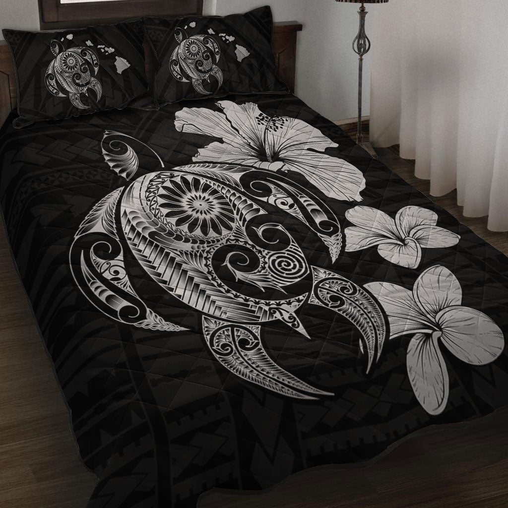 Hawaii Quilt Bed Set Hibiscus Plumeria Mix Polynesian Turtle