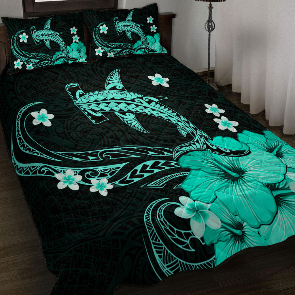 Hawaii Quilt Bed Set Shark Polynesia Tribal Tattoo
