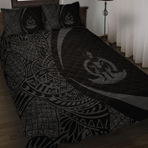 Vanuatu Quilt Bed Set Lauhala Gray Circle Style