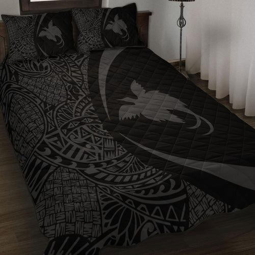 Papua New Guinea Quilt Bed Set Lauhala Gray Circle Style