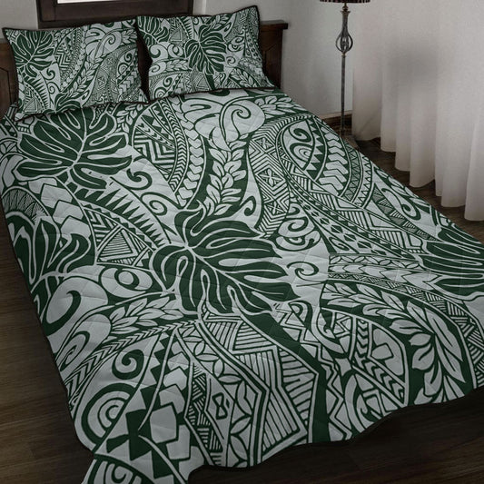 Hawaii Quilt Bed Set Tribal Pattern Leaf