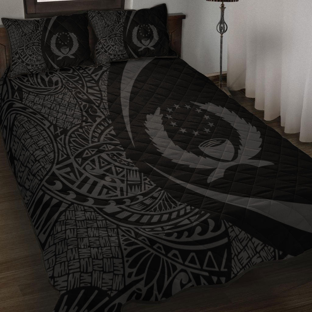 Pohnpei State Quilt Bed Set Lauhala Gray Circle Style