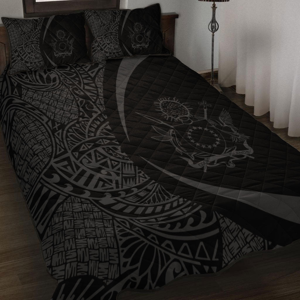 Cook Islands Quilt Bed Set Lauhala Gray Circle Style
