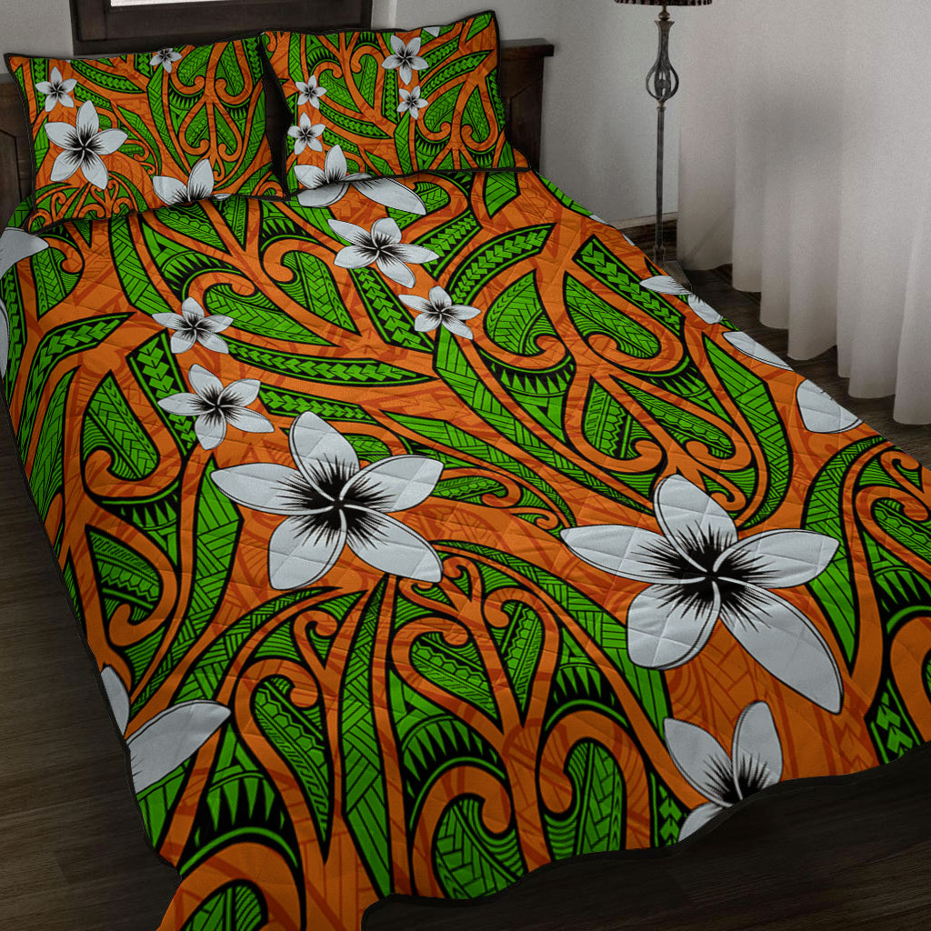 New Zealand Quilt Bed Set Maori Pattern Plumeria