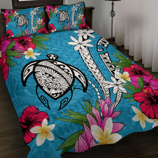 Hawaii Quilt Bed Set Tribal Polynesia Tropical Summer