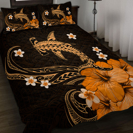 Hawaii Quilt Bed Set Shark Polynesia Tribal Tattoo