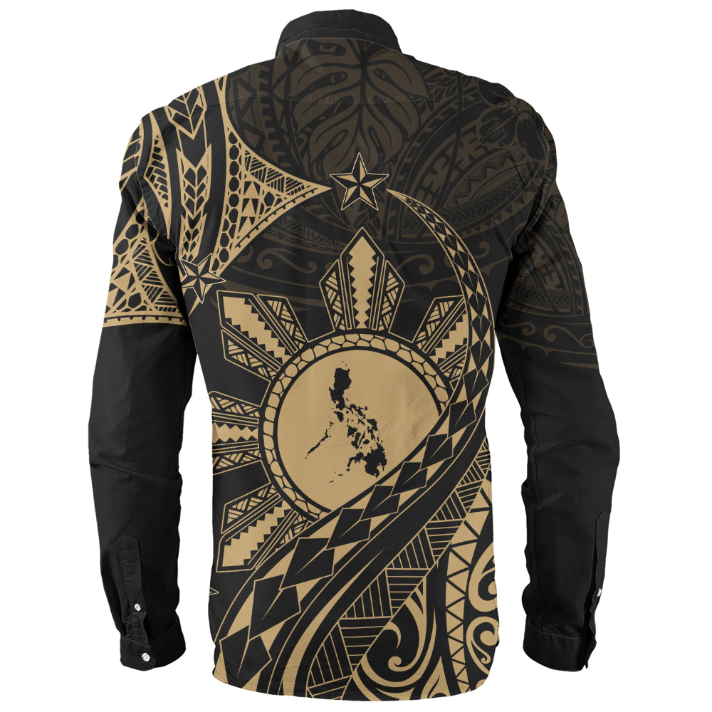 Philippines Filipinos Long Sleeve Shirt Filipino Polynesia Star With Tribal Design