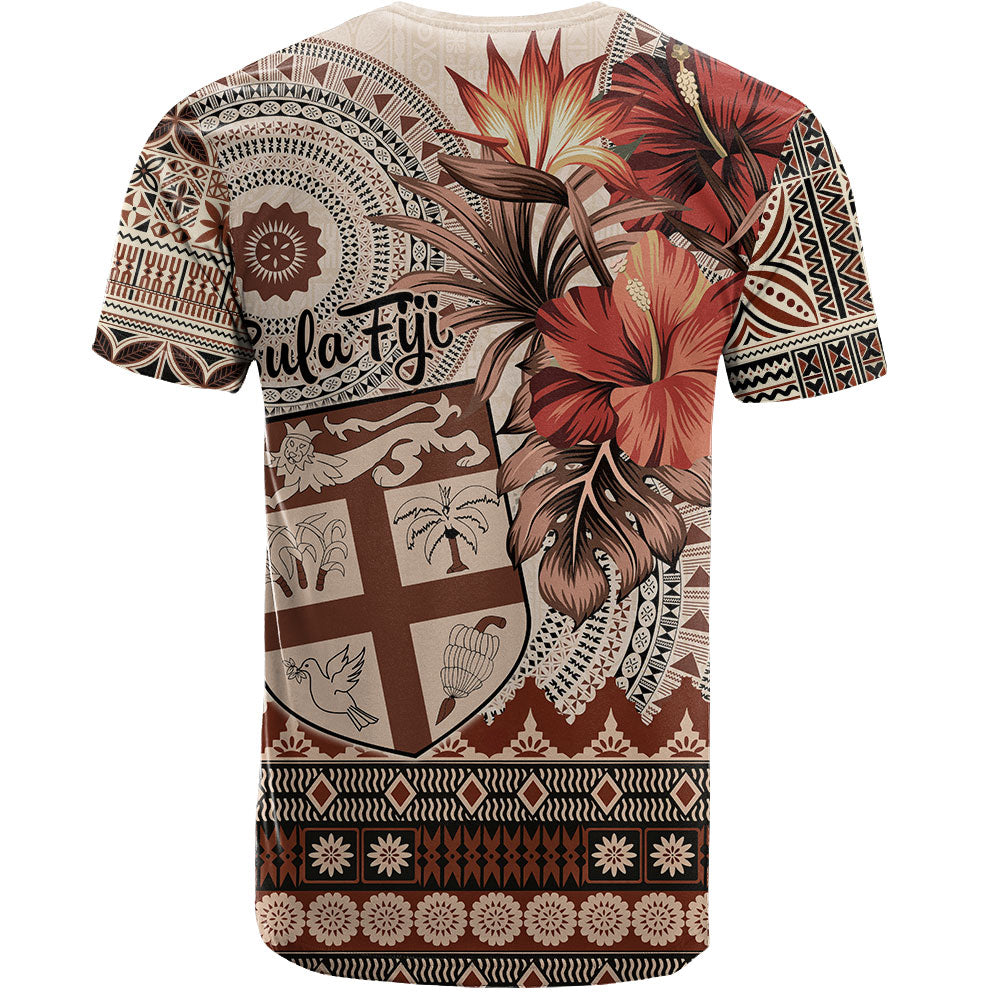 Fiji T-Shirt Bula Tribal Print Beige