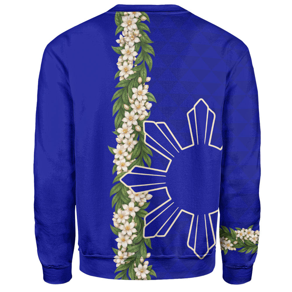 Philippines Filipinos Sweatshirt Sampaguita Flower Sun Pattern Island Style