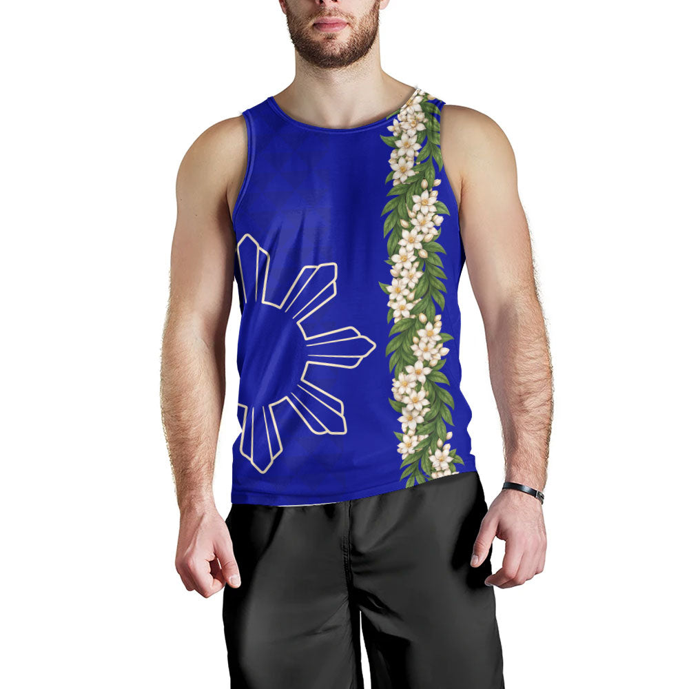 Philippines Filipinos Tank Top Sampaguita Flower Sun Pattern Island Style