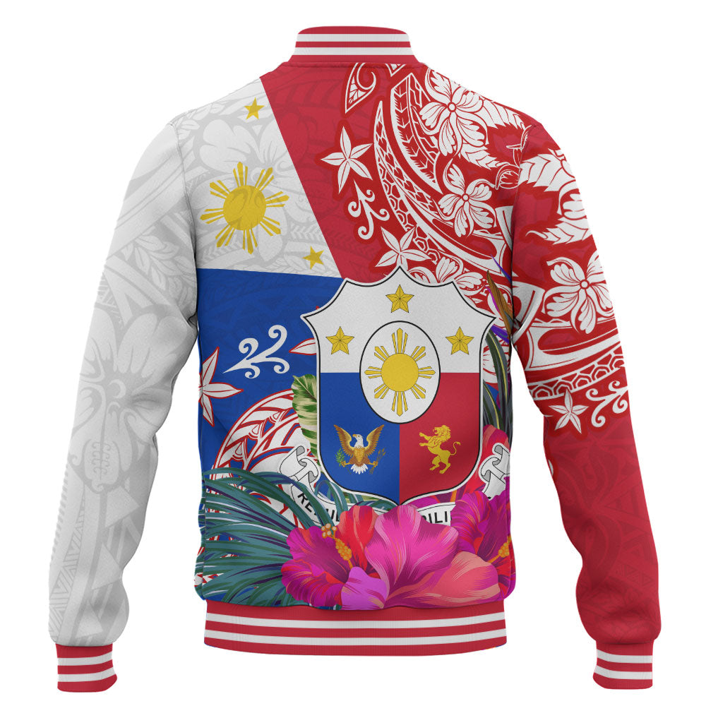 Philippines Filipinos Baseball Jacket Flag Tribal Tropical Style