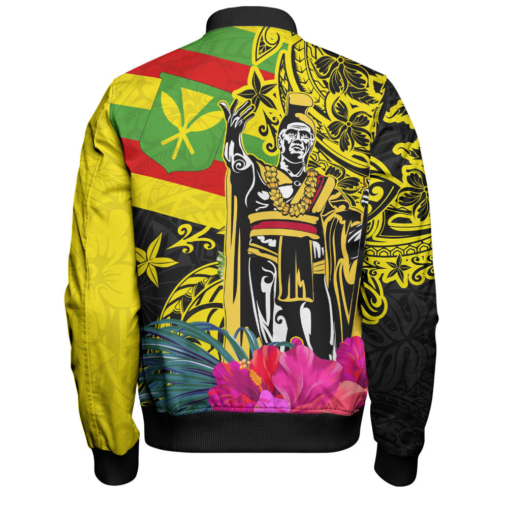 Hawaii Bomber Jacket Kanaka Maoli King Flag Tribal Tropical Style