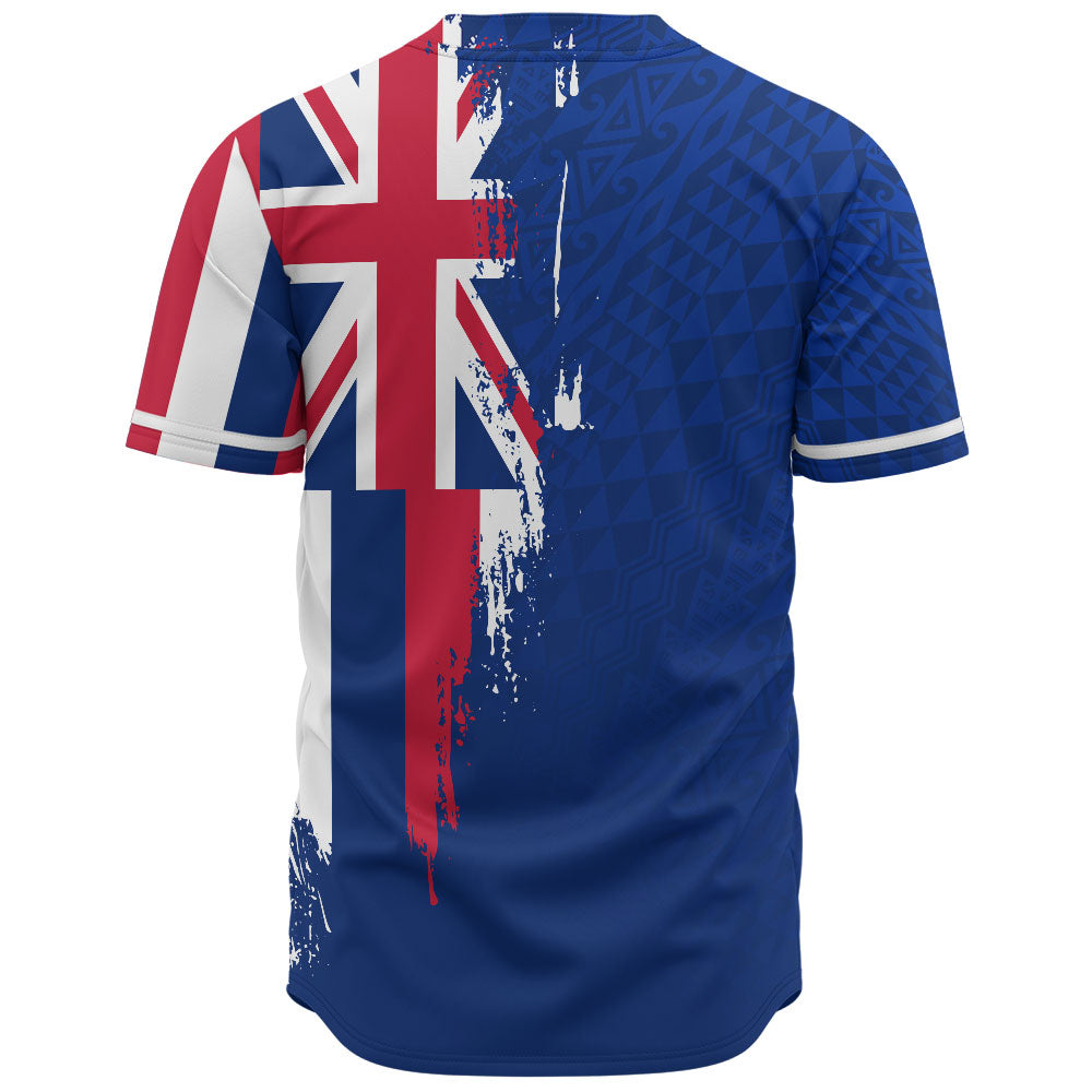 Hawaii Baseball Shirt Flag Polynesian Style Ocean Blue