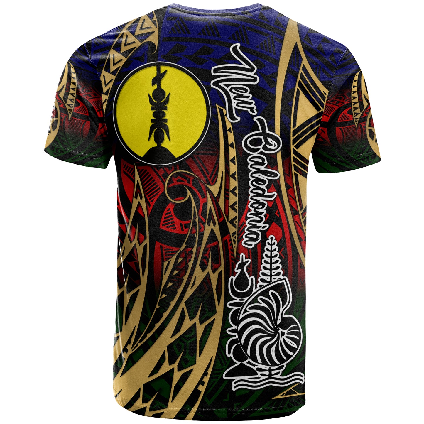 New Caledonia T-shirt - Custom New Caledonia Flag Coat Of Arms Polynesian Pattern T-shirt