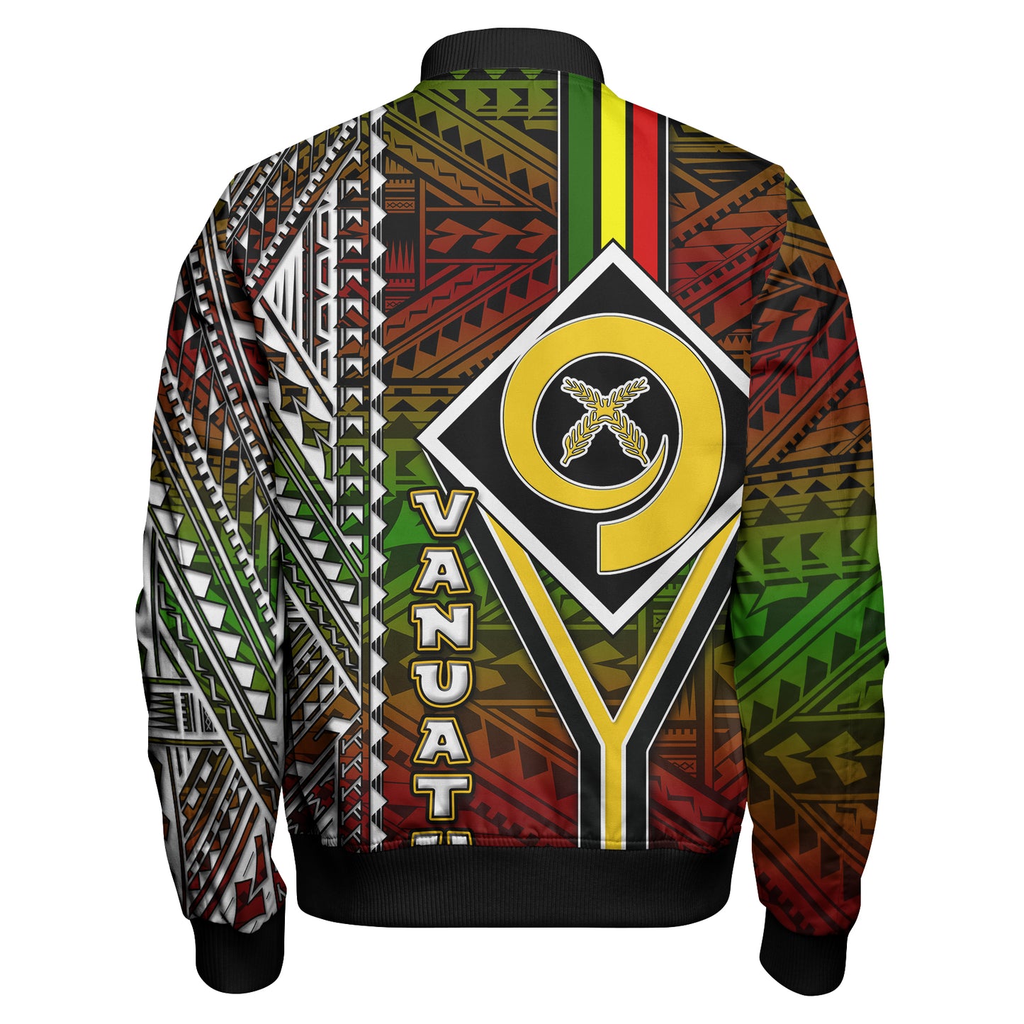 Vanuatu Bomber Jacket - Vanuatu Independence Anniversary Flag Style Polynesian Patterns