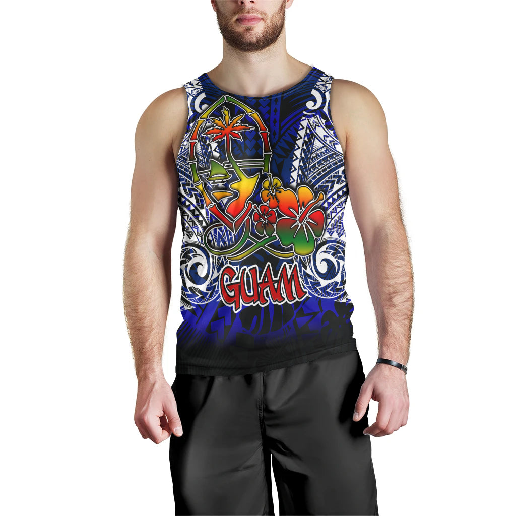 Guam Men Tank Top - Guam Independence Day '' Wish You A Very Happy Independence Day '' With Polynesian Patterns