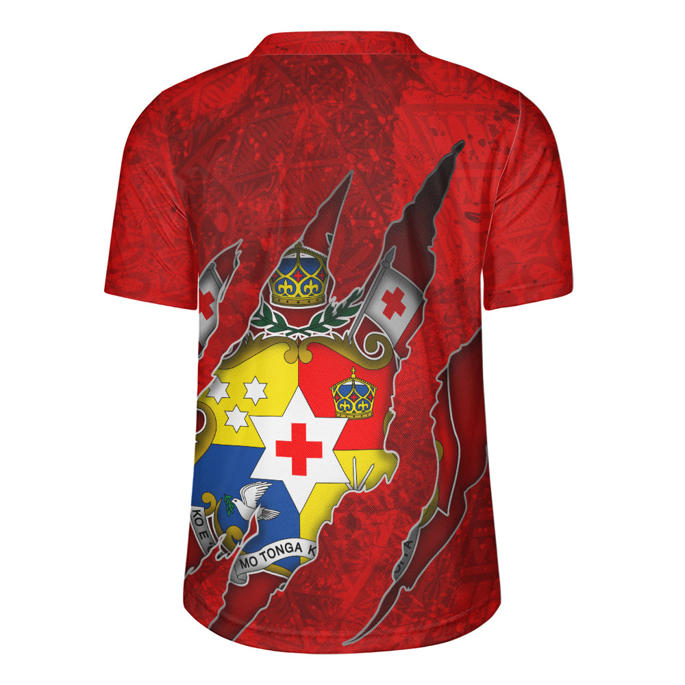 Tonga Rugby Jersey Coat Of Amrs Scratches Cracks Style